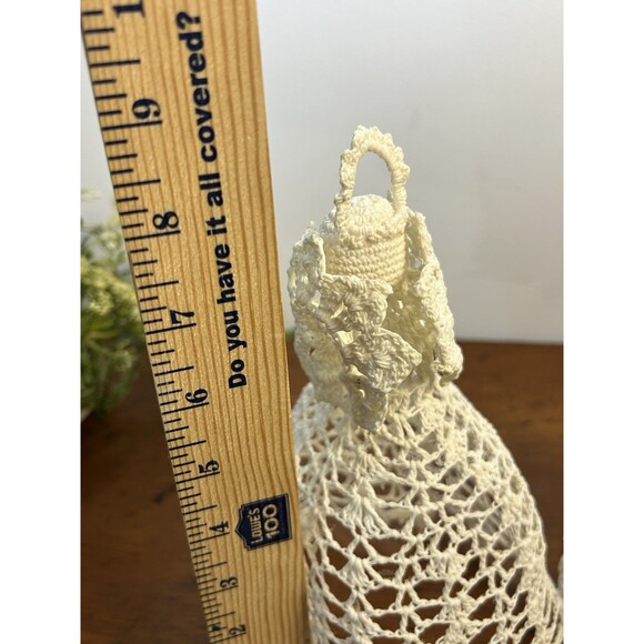 Lot Of 2 Vintage Crochet Angel Christmas Tree Toppers 8” And 9” Tall - Picture 8 of 8